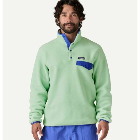 Patagonia Men's Lightweight Synchilla Snap-T Fleece Pullover Rinsed Green Large - Picture 1 of 6